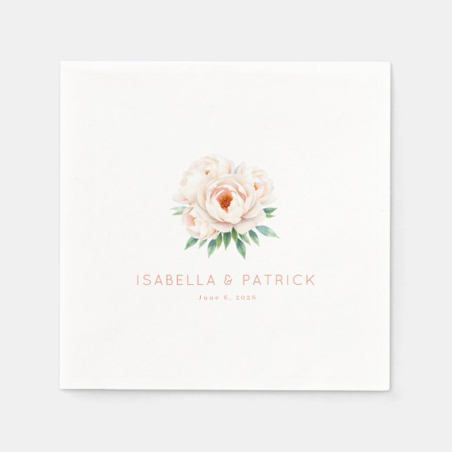 Serviette En Papier Composition florale botanique rose romantique (Devant)