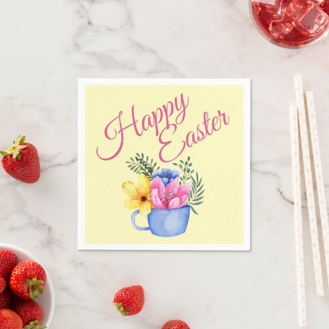 Serviette En Papier Composition florale printanière pastel (En situation)