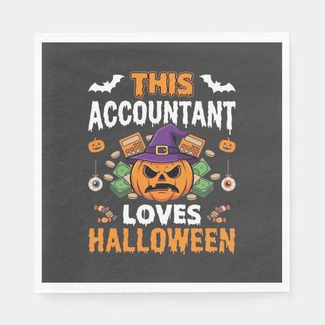Serviette En Papier Comptable Aime Halloween Citrouille Comptable Desi (Devant)