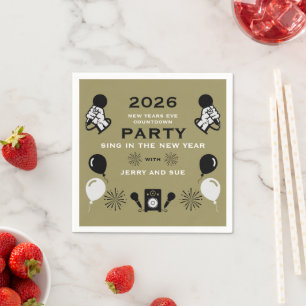 Serviette En Papier Compte à rebours du Nouvel An Eve Karaoke