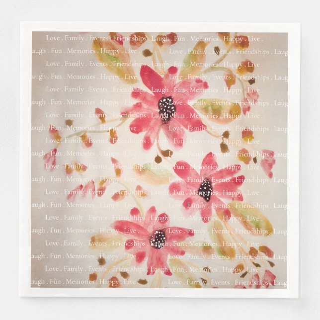 Serviette En Papier Concepteur Floral rose Artsy (Devant)