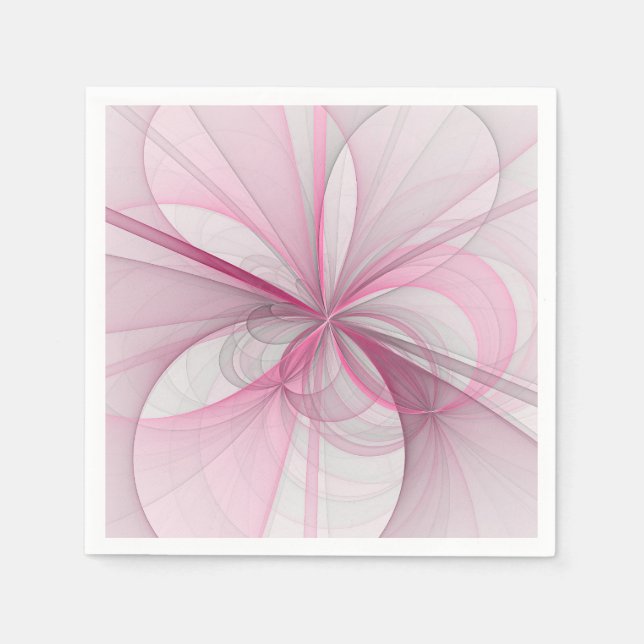 Serviette En Papier Conception Abstraite de fractal rose pâle moderne (Devant)