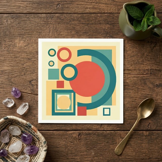 Serviette En Papier Conception Abstraite de Style Rétro Géométrique au (Retro Geometric Risograph Style Abstract Design. Napkins)