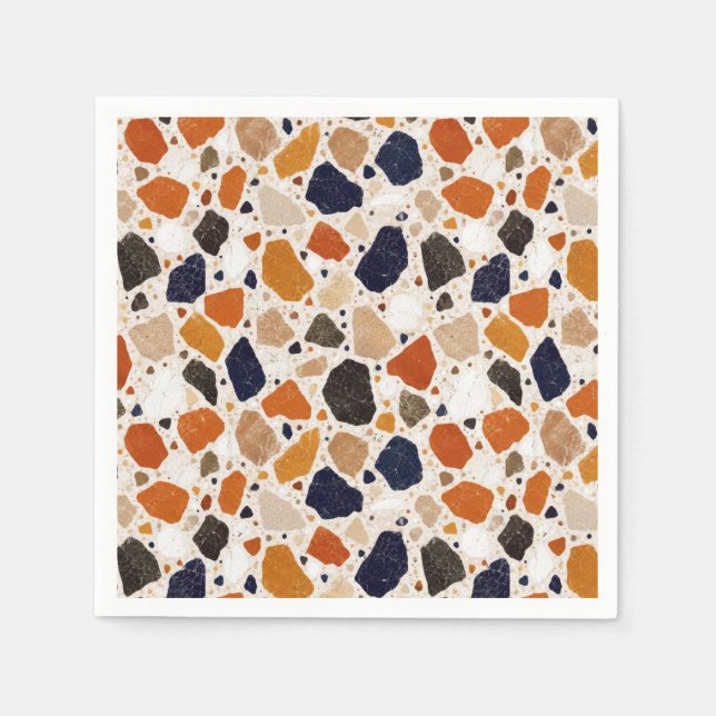 Serviette En Papier Conception Abstraite de Terrazzo Méditerranéen (Devant)