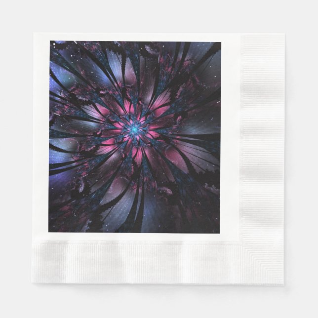 Serviette En Papier Conception Abstraite des fleurs fractales. (Devant)
