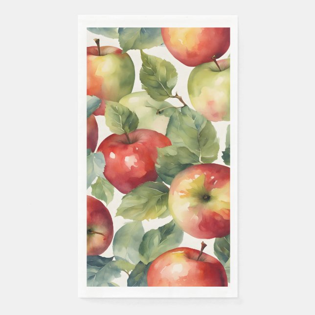 Serviette En Papier Conception aquarelle de pommes fraîches (Devant)