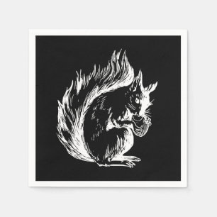 Serviette En Papier Conception artistique d'écureuil noir et blanc