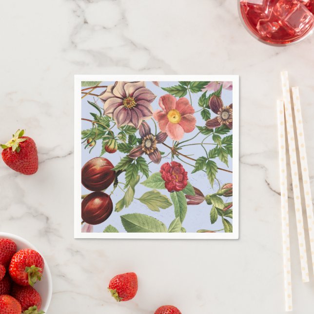 Serviette En Papier Conception botanique vintage (En situation)