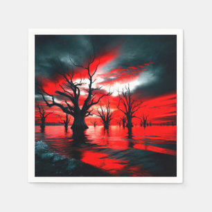 Serviette En Papier Conception d'arbre sombre artistique