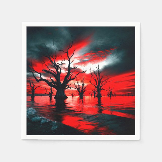 Serviette En Papier Conception d'arbre sombre artistique (Devant)
