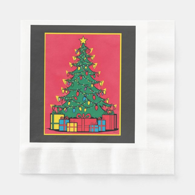 Serviette En Papier Conception d'art pop d'un arbre de Noël avec des c (Devant)