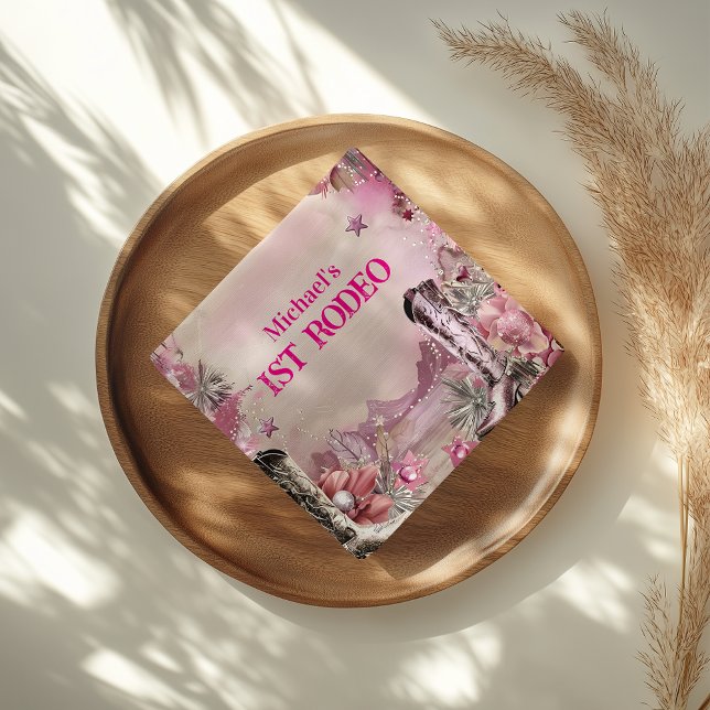 Serviette En Papier Conception de 1er anniversaire de rodéo de cowboy  (Créateur téléchargé)