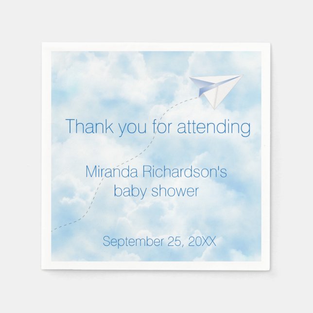 Serviette En Papier Conception de Baby shower d'avion papier (Devant)