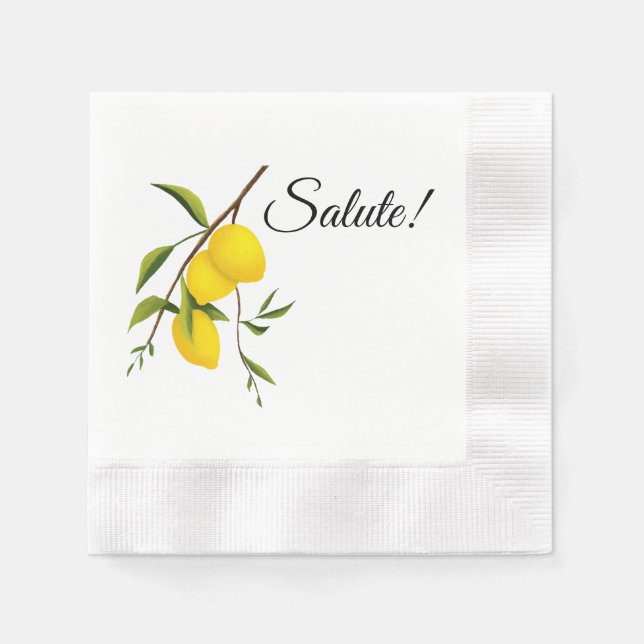 Serviette En Papier Conception de branche de citron avec Salute! Cockt (Devant)