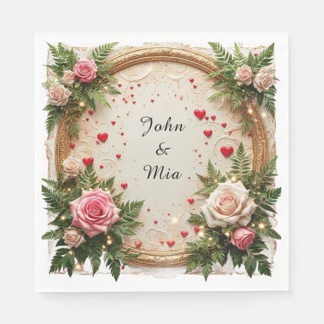 Serviette En Papier Conception de cadre floral vibrant (Devant)