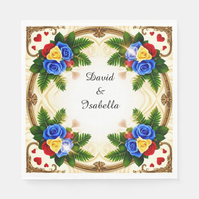 Serviette En Papier Conception de cadre floral vibrant (Devant)