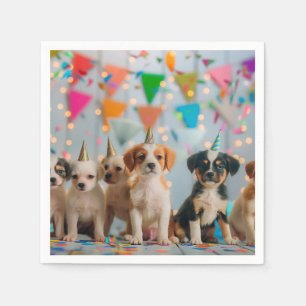 Serviette En Papier Conception de célébration d'anniversaire de chiots