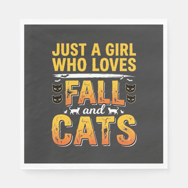 Serviette En Papier Conception de chats fille d'automne Halloween_1 (Devant)