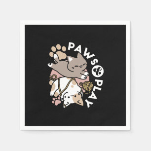 Serviette En Papier Conception de chats mignons et joueurs – Art de pa