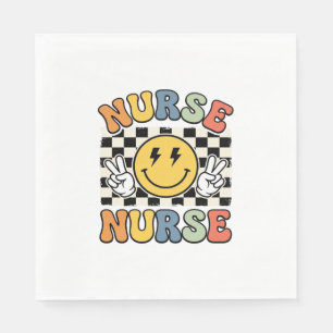 Serviette En Papier Conception de chemise à carreaux Smiley d'infirmiè