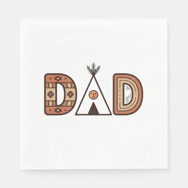 Serviette En Papier Conception de chemise à lettrage Teepee de papa co (Devant)