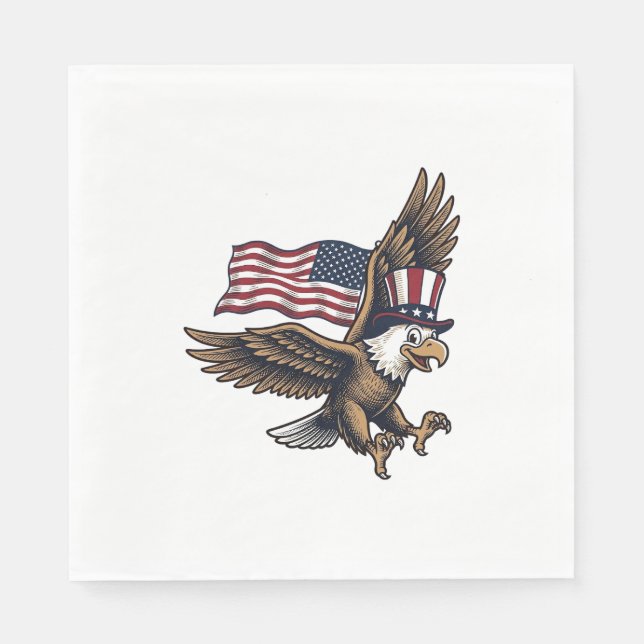 Serviette En Papier Conception de chemise de drapeau d'aigle patriotiq (Devant)