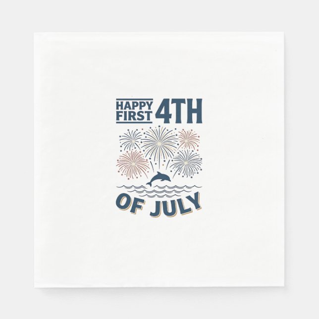 Serviette En Papier Conception de chemise de feu d'artifice du 4 juill (Devant)
