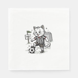 Serviette En Papier Conception de chemise de gravure de chat de footba