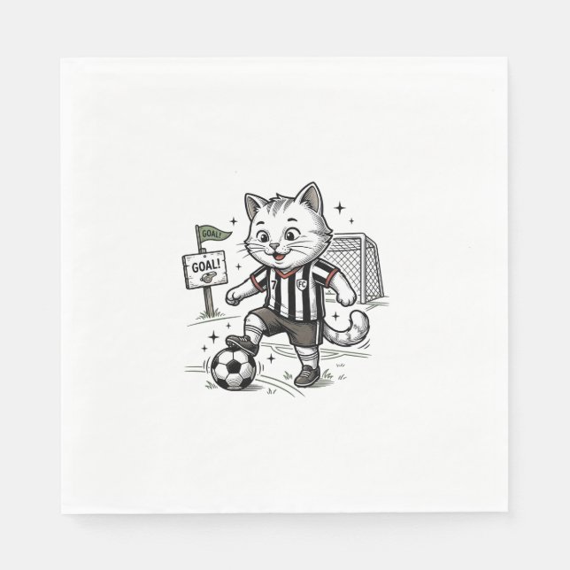 Serviette En Papier Conception de chemise de gravure de chat de footba (Devant)