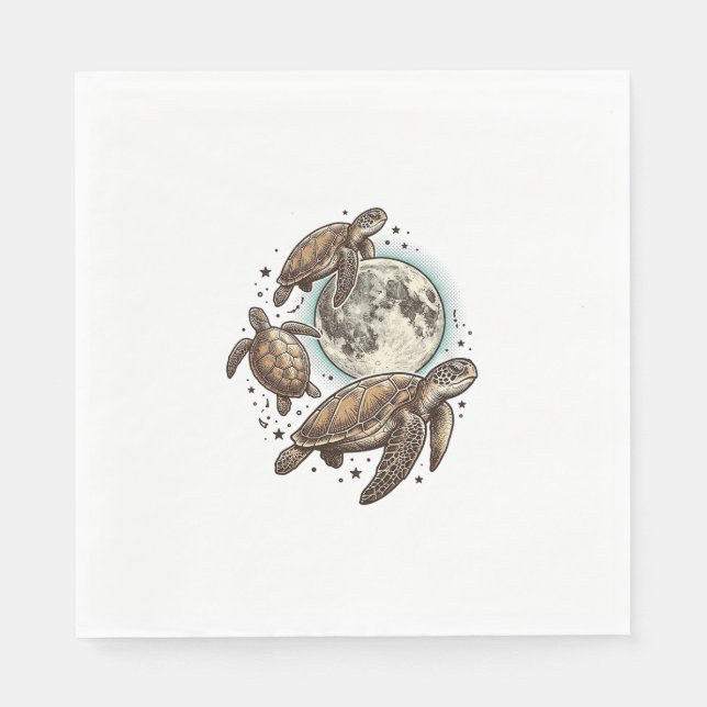 Serviette En Papier Conception de chemise de gravure de tortue de mer  (Devant)