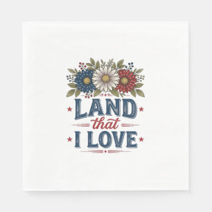 Serviette En Papier Conception de chemise de terre florale patriotique
