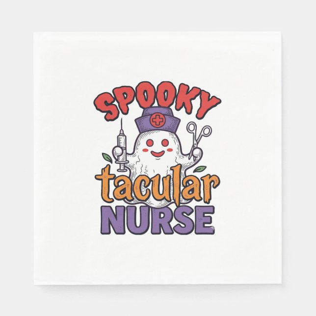 Serviette En Papier Conception de chemise fantôme Halloween Infirmière (Devant)