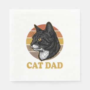 Serviette En Papier Conception de chemise pour papa de chat rétro Vint