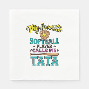 Serviette En Papier Conception de chemise TATA Mon joueur de softball 