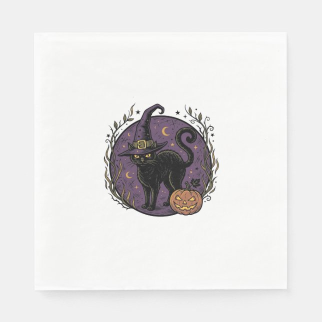 Serviette En Papier Conception de chemise vectorielle Halloween Chat S (Devant)