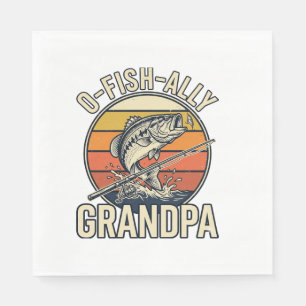 Serviette En Papier Conception de chemise vintage de pêche grand-père 