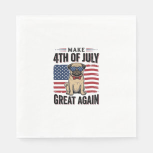 Serviette En Papier Conception de chemise vintage patriotique de pug d