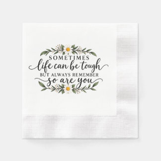 Serviette En Papier Conception de citation inspirante florale minimali