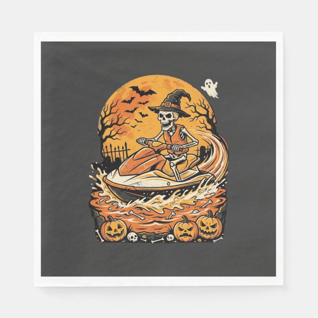 Serviette En Papier Conception de citrouille de sorcière de squelette  (Devant)