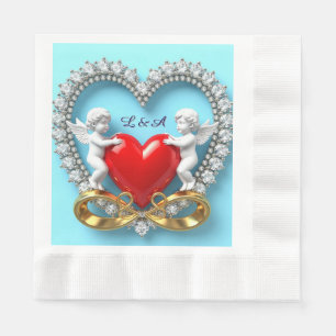 Serviette En Papier Conception de cœur romantique