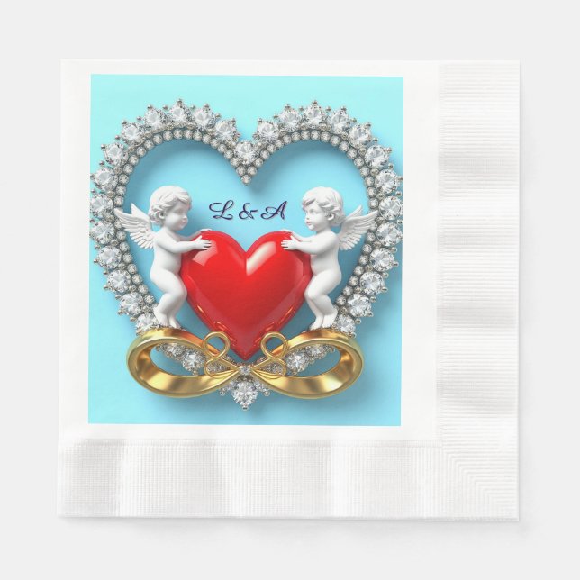 Serviette En Papier Conception de cœur romantique (Devant)