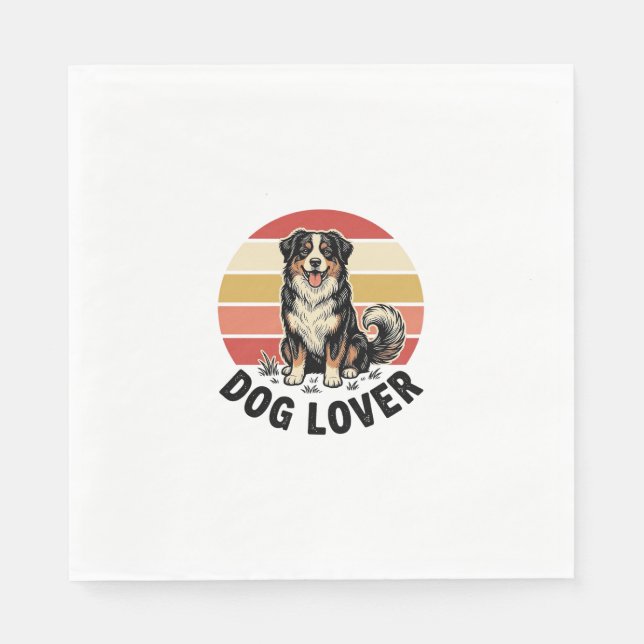 Serviette En Papier Conception de coucher de soleil de chien mignon gr (Devant)