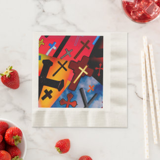 Serviette En Papier conception de croix chrétienne pour les églises, é