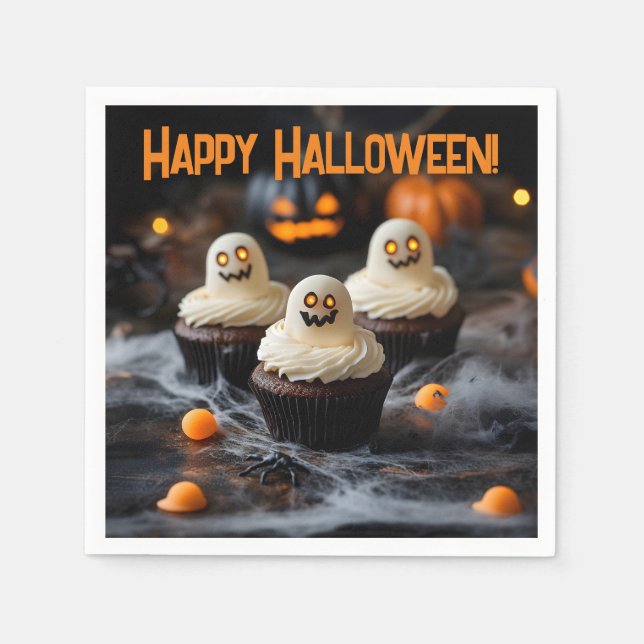 Serviette En Papier Conception de cupcakes Halloween éffrayant (Devant)