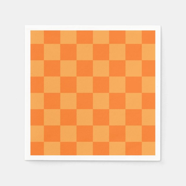 Serviette En Papier Conception de damier orange clair et foncé (Devant)