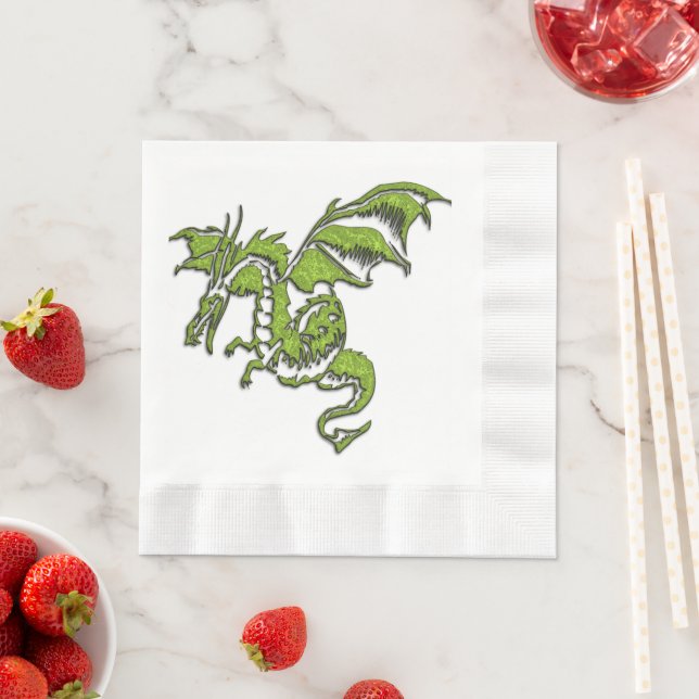 Serviette En Papier Conception de dragon volant (En situation)