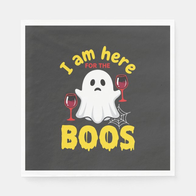 Serviette En Papier Conception de fantôme de vin d'Halloween Boos (Devant)