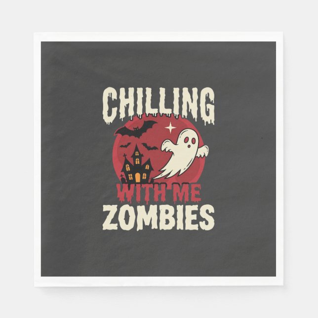 Serviette En Papier Conception de fantôme de zombies passant Halloween (Devant)