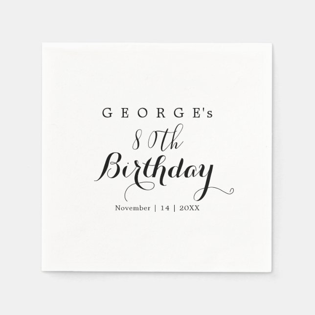 Serviette En Papier Conception de fête d'anniversaire en typographie m (Devant)