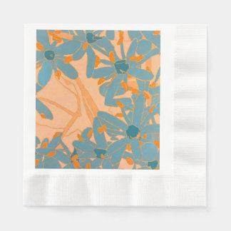 Serviette En Papier Conception de feuille contemporaine en pêche 